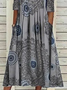 JFN V Neck Loose Ethnic Midi Dress