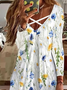 Women Casual Floral Autumn Spandex Micro-Elasticity Daily Midi Long sleeve A-Line Dresses