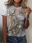 JFN Crew Neck Butterfly Ombre Vacation Casual Short Sleeve T-Shirt/Tee