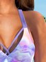 Gradient marble water ripple Purple Print beach vacation sleeveless suspender vest T-shirt Plus Size