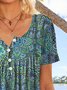 Tribal feelings folk patterns Mandala nail button half cardigan T-shirt plus size tunic