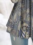 Retro folk Paisley half open button loose top tunic