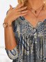 Retro folk Paisley half open button loose top tunic
