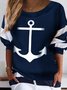 Striped ocean anchor sweater skirt two piece set plus size