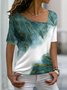 JFN V Neck Loose Ombre Casual T-Shirt