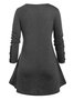 JFN Crew Neck Color Block Casual Black & Gray Tunic Top