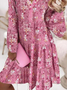 Ruffled Sleeves V Neck Floral Dress