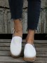 Black White Canvas Straw Platform Loafers