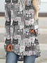 Cat Animal Crew Neck Casual Regular Fit Top