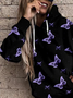 Casual Autumn Butterfly Polyester Hoodie Micro-Elasticity Loose H-Line Regular Size Sweatshirts for Women