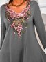 Women Casual Color Block Autumn Polyester Micro-Elasticity Regular Fit Midi Long sleeve A-Line Dresses