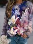 Women Casual Floral Autumn Polyester Loose Long sleeve Regular H-Line Medium Elasticity Sweatshirts
