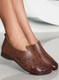 Vintage Plain All Season Flat Heel Closed Toe PU Pu Standard Deep Mouth Shoes Flats for Women