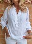 Casual Plain Autumn Polyester V neck Daily Regular Fit Long sleeve Regular Tops for Women