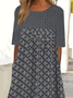Women Geometric Casual Autumn Polyester Daily Crew Neck A-Line Regular Regular Size Dresses