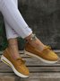 Casual Plain All Season Flat Heel Round Toe Thanksgiving Day Faux Suede Pu Lace-Up Flats for Women
