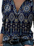 Women Casual Ethnic Autumn Regular Fit Long sleeve Shawl Collar Cotton-Blend H-Line Medium Elasticity Tops