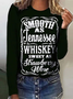 Women Casual Text Letters Autumn Polyester Micro-Elasticity Daily Long sleeve Regular H-Line Tops