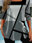 Geometric Square Neck Casual T-Shirt