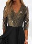 Wedding party Sequin elastic Elegant midi Prom Dress