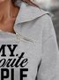 Please call me grandma slogan zipper loose sweater