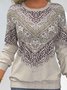 Casual Crew Neck Ethnic Sweatshirt