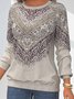 Casual Crew Neck Ethnic Sweatshirt