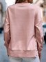 JFN Round Neck Split Metal Clasp Buckle Loose Sweatshirt