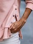 JFN Round Neck Split Metal Clasp Buckle Loose Sweatshirt