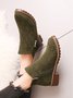 Women British Style Urban Round Toe Comfortable Zip Chunky Heel Low Heel Boots