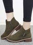 Women British Style Urban Round Toe Comfortable Zip Chunky Heel Low Heel Boots