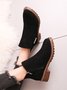 Women British Style Urban Round Toe Comfortable Zip Chunky Heel Low Heel Boots