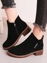 Women British Style Urban Round Toe Comfortable Zip Chunky Heel Low Heel Boots