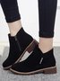 Women British Style Urban Round Toe Comfortable Zip Chunky Heel Low Heel Boots