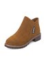 Women British Style Urban Round Toe Comfortable Zip Chunky Heel Low Heel Boots