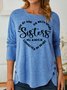 Women's Long Sleeve Blouse Spring/Fall Text Letters Cotton-Blend Crew Neck Daily Going Out Casual Top