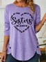 Women's Long Sleeve Blouse Spring/Fall Text Letters Cotton-Blend Crew Neck Daily Going Out Casual Top