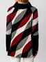 Casual Turtleneck Color Block Sweatshirt