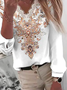 V Neck Vacation Ethnic Blouse