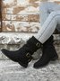 Ruched Buckle Casual Leather Booties