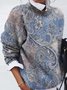 Casual Paisley Crew Neck Long Sleeve Loose Sweatshirt