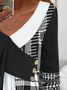 Irregular Plaid Pullover Women Turtleneck Plaid Long SleeveTunic Top 