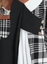 Irregular Plaid Pullover Women Turtleneck Plaid Long SleeveTunic Top 