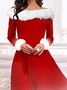 Casual Cold Shoulder Ombre Christmas Dress