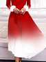 Casual Cold Shoulder Ombre Christmas Dress