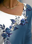 Women's Contrast Floral Loose Printed Sweatshirt Long Sleeve