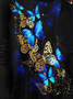 Casual Butterfly Print Crew Neck T-Shirt