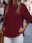 JFN Round Neck Split Metal Clasp Buckle Loose Sweatshirt