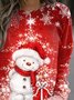 Women Christmas Santa Claus Crewneck Loose Long Sleeve Red Sweatshirts