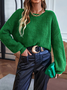 Plain Knitting Casual Crew Neck  Sweater